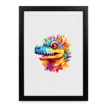 dragon coloré - Affiche encadrée (27 × 37 cm) - noir - Devant