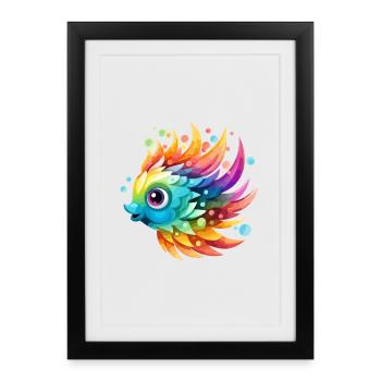 Drôle de poisson coloré - Affiche encadrée (27 × 37 cm) - noir - Devant