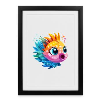 Poissons Colorés - Affiche encadrée (27 × 37 cm) - noir - Devant