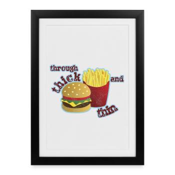 Burger with fries - Framed poster (27 × 37 cm) - black - Front
