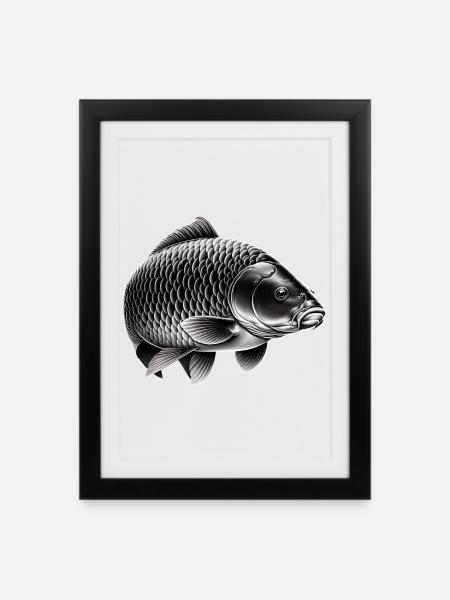 Carpe miroir - Affiche encadrée (27 × 37 cm) - noir