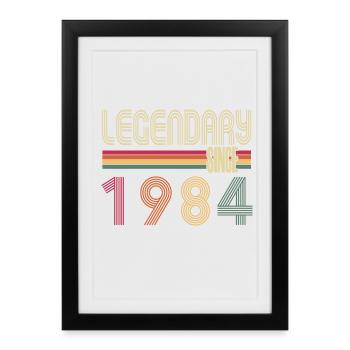 Vintage 1984 né Vintage rétro anniversaire - Affiche encadrée (27 × 37 cm) - noir - Devant