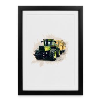 MB trac 1300 TRAC avec remorque - Affiche encadrée (27 × 37 cm) - noir - Devant