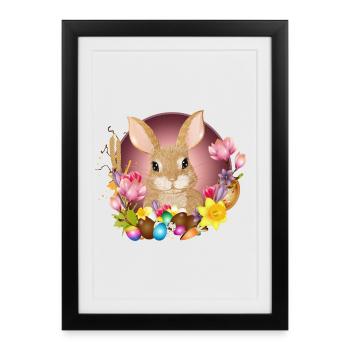Easter Wreath & Easter Eggs with Rabbit as Easter Bunny - Framed poster (27 × 37 cm) - black - Front