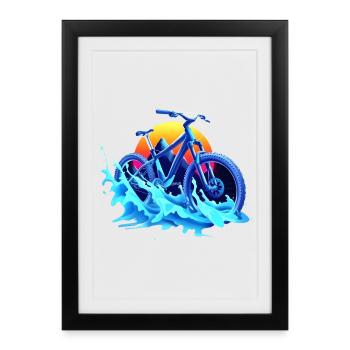 Mountain Biking Vaporwave - Framed poster (27 × 37 cm) - black - Front