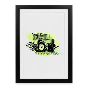 MB Tracteur Grunge Rétro - Affiche encadrée (27 × 37 cm) - noir - Devant