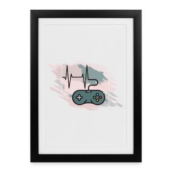 Heartbeat Gaming Controller Retro - Framed poster (27 × 37 cm) - black - Front