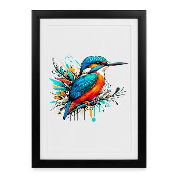 Martin-pêcheur - Affiche encadrée (27 × 37 cm) - noir - Devant