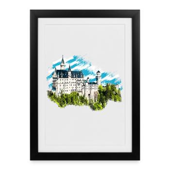 Neuschwanstein Castle - Framed poster (27 × 37 cm) - black - Front