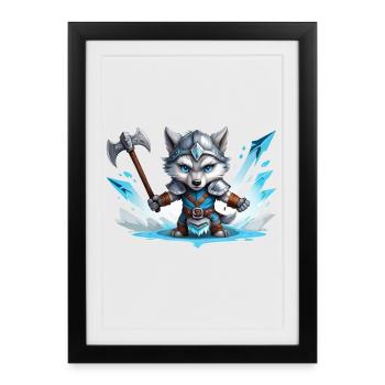 Viking Wolf Warrior - Framed poster (27 × 37 cm) - black - Front