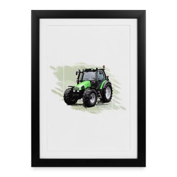 Small Green Tractor - Framed poster (27 × 37 cm) - black - Front