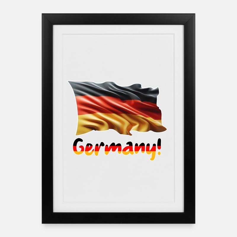 Deutschlandfahne mit Germany-Schriftzug - Gerahmtes Poster (27 × 37 cm) - Schwarz