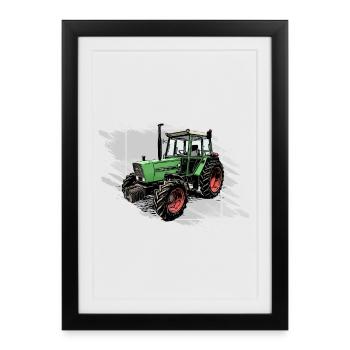 Agriculteur tracteur - Affiche encadrée (27 × 37 cm) - noir - Devant