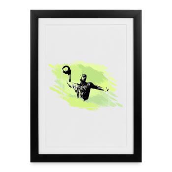 Water polo - lancer de joueurs de water-polo - Affiche encadrée (27 × 37 cm) - noir - Devant