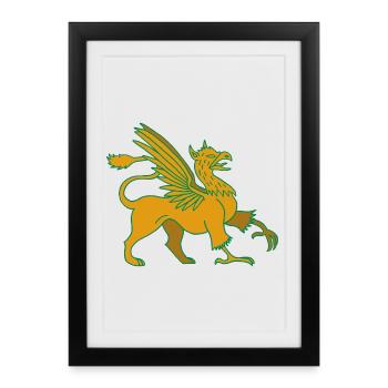 Animal fabuleux le griffon - Affiche encadrée (27 × 37 cm) - noir - Devant