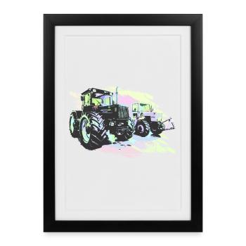 Vieux tracteurs - Affiche encadrée (27 × 37 cm) - noir - Devant
