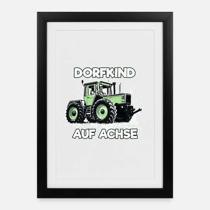 Dorfkind auf Achse MB trac - Gerahmtes Poster (27 × 37 cm) - Schwarz