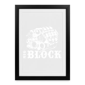 V8 Bigblock Moteur Musclecar Icône Illustration - Affiche encadrée (27 × 37 cm) - noir - Devant