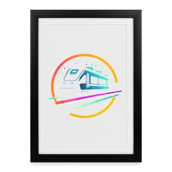 Train Comic - Framed poster (27 × 37 cm) - black - Front