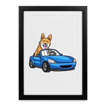 Corgi Car - Framed poster (27 × 37 cm) - black - Front