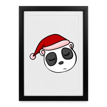 Panda Christmas Christmas Advent - Framed poster (27 × 37 cm) - black - Front
