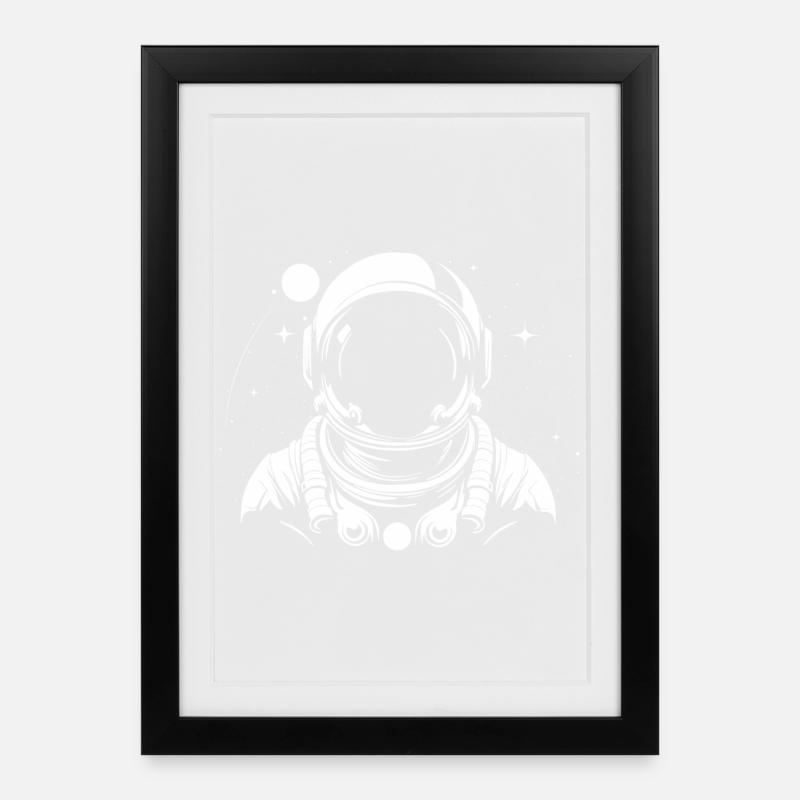 astronaut black and white - Framed poster (27 × 37 cm) - black