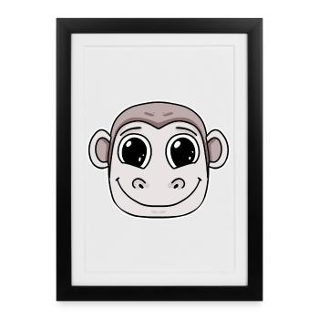Monkey Head Animal - Framed poster (27 × 37 cm) - black - Front