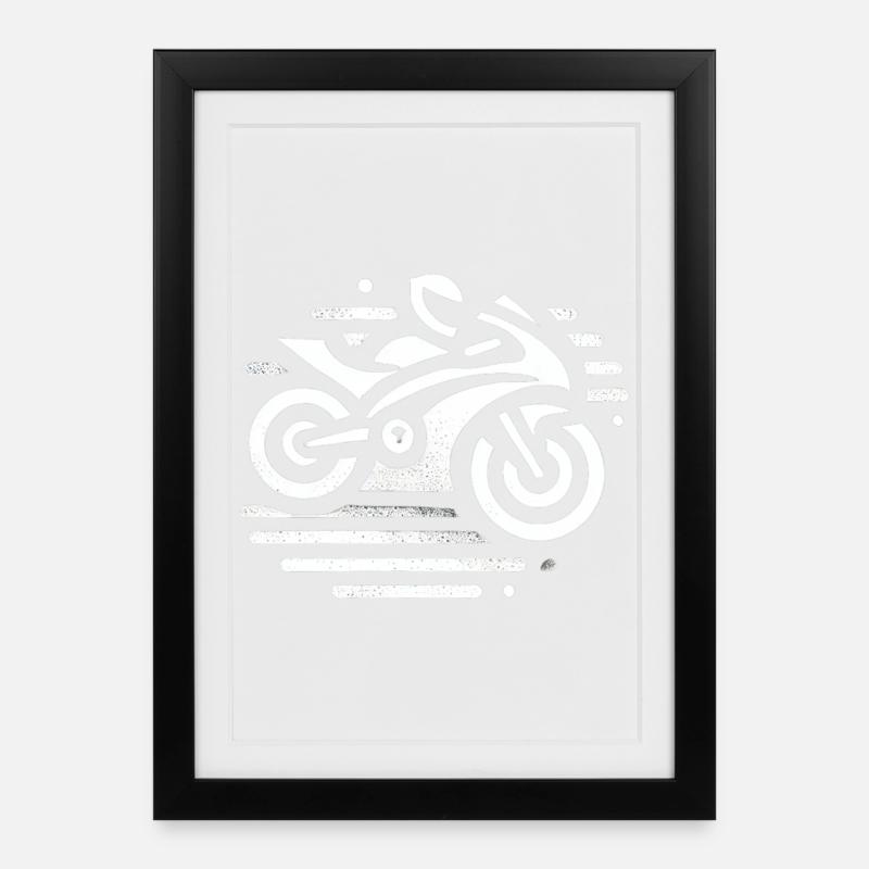 Motorrad - Gerahmtes Poster (27 × 37 cm) - Schwarz