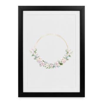 Couronne de printemps - Personnalisable - Affiche encadrée (27 × 37 cm) - noir - Devant