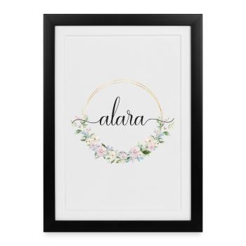 Alara! Name: Floral - Framed poster (27 × 37 cm) - black - Front