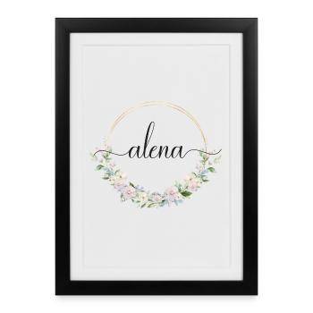 Alena! Name: Floral - Framed poster (27 × 37 cm) - black - Front