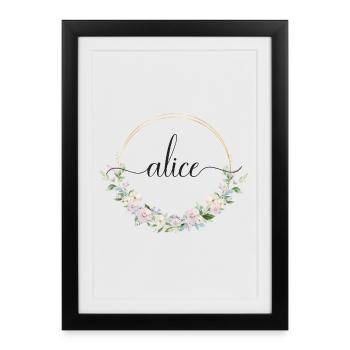 Alice! Name: Floral - Framed poster (27 × 37 cm) - black - Front