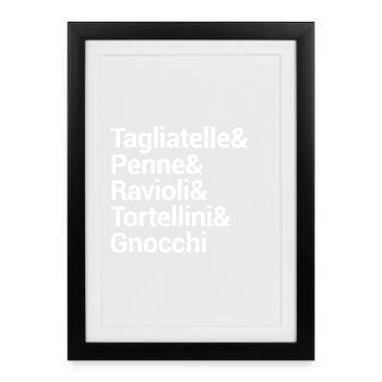 Pasta Culinary Typography Design - Framed poster (27 × 37 cm) - black - Front