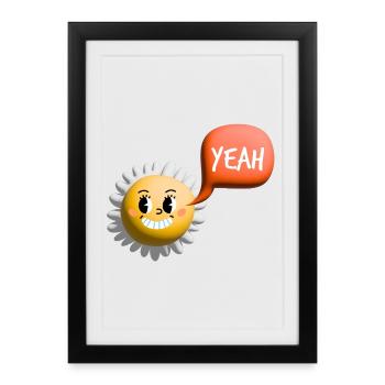 Soleil 3D - Affiche encadrée (27 × 37 cm) - noir - Devant