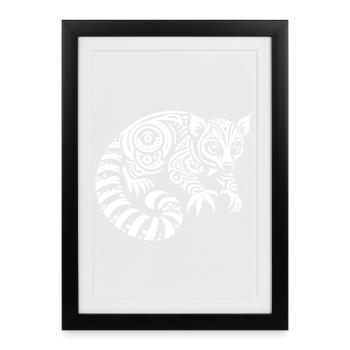 Kinkajou tribal - Affiche encadrée (27 × 37 cm) - noir - Devant