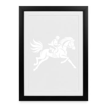 Cavalier et cheval - Affiche encadrée (27 × 37 cm) - noir - Devant