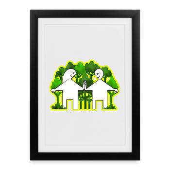 Couple et vie verte - Affiche encadrée (27 × 37 cm) - noir - Devant