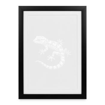 Un gecko - Affiche encadrée (27 × 37 cm) - noir - Devant