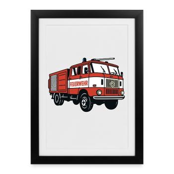 W50 Camion de pompiers Camion de pompiers - Affiche encadrée (27 × 37 cm) - noir - Devant