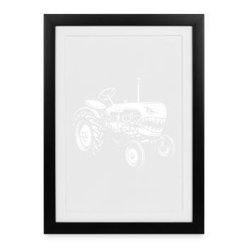 Shark Tractor Attack - Framed poster (27 × 37 cm) - black - Front