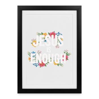 JESUS IS ENOUGH Bible Verse Saying Christian Floral - Framed poster (27 × 37 cm) - black - Front