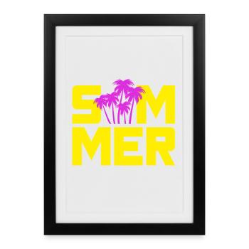 Summer Palm Trees Sun Holiday Camping Beach Leisure - Framed poster (27 × 37 cm) - black - Front