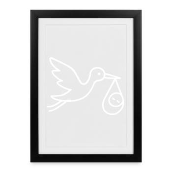 Arrivée minimale de bébé - Affiche encadrée (27 × 37 cm) - noir - Devant