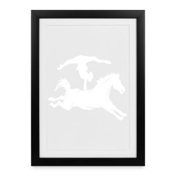 Équitation minimaliste silhouette voltige - Affiche encadrée (27 × 37 cm) - noir - Devant