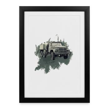 ZIL 131 – Icône de la route - Affiche encadrée (27 × 37 cm) - noir - Devant