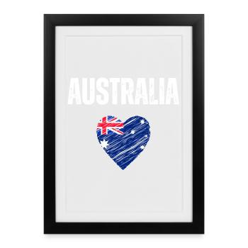 I love Australia, flag of Australia - Framed poster (27 × 37 cm) - black - Front