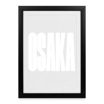 Osaka - Japan City Typographie audacieuse - Affiche encadrée (27 × 37 cm) - noir - Devant