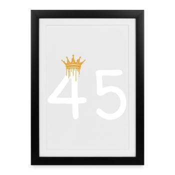 Numéro royal 45 avec couronne en or - Affiche encadrée (27 × 37 cm) - noir - Devant