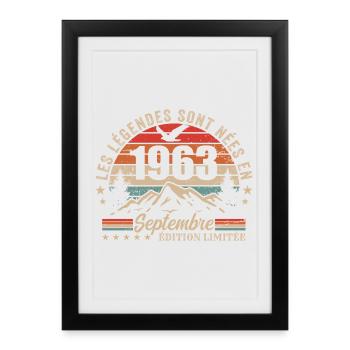 légendaire depuis septembre 1963 | septembre 1963 - Affiche encadrée (27 × 37 cm) - noir - Devant