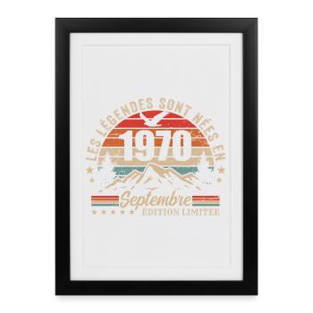 légendaire depuis septembre 1970 | septembre 1970 - Affiche encadrée (27 × 37 cm) - noir - Devant
